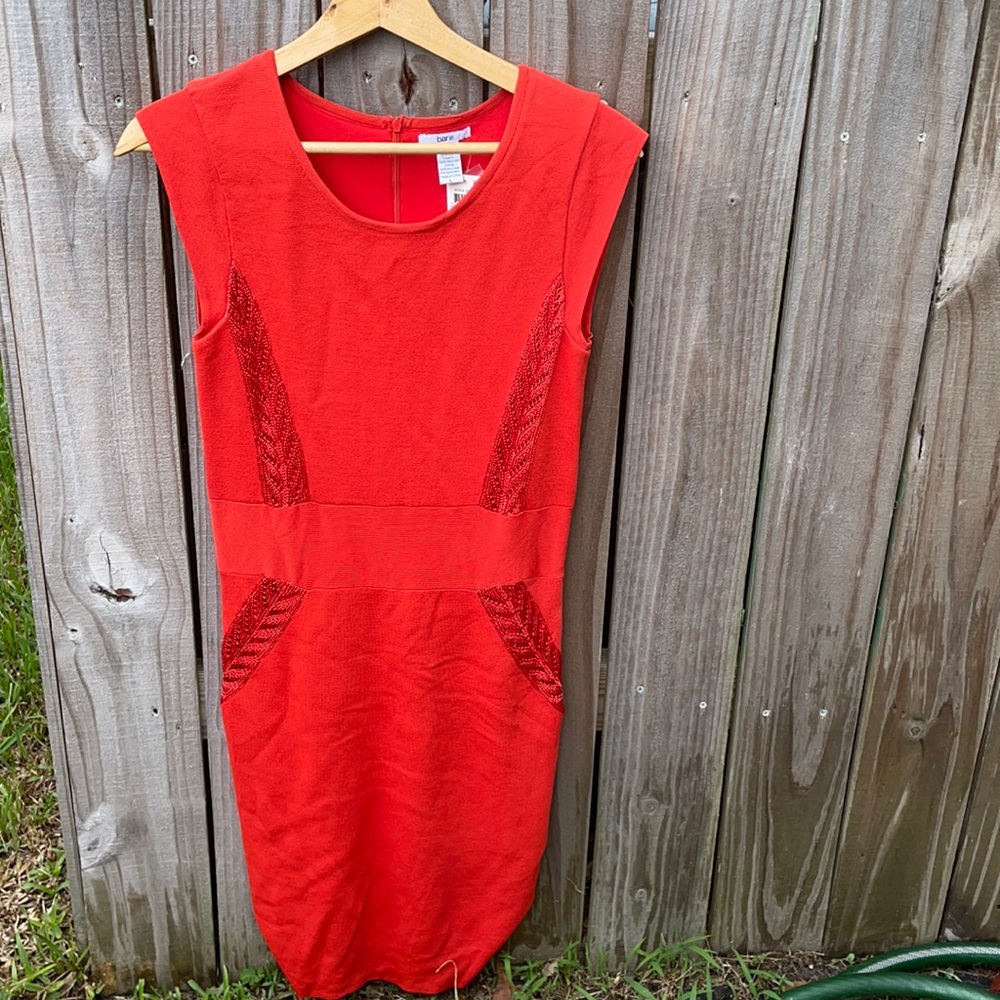 Bar III Bora Bora Tomato Red Dress Sz L NWT